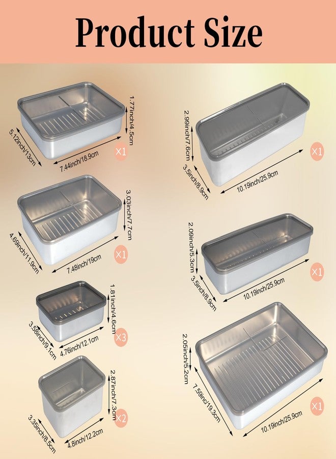 SENONAPO 10 Pack Bacon Cheese Meat Storage Container Stainless Steel Airtight Storage Container Kitchen Food Storage Containers Fruit Tray with Lids Stackable Fridge Organizer Bins for Fruit Vegetable Food - Image 2